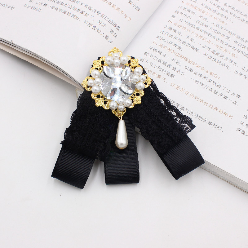 New diamond lace Korean bow tie wholesale business shirt decorative collar black white with TS223