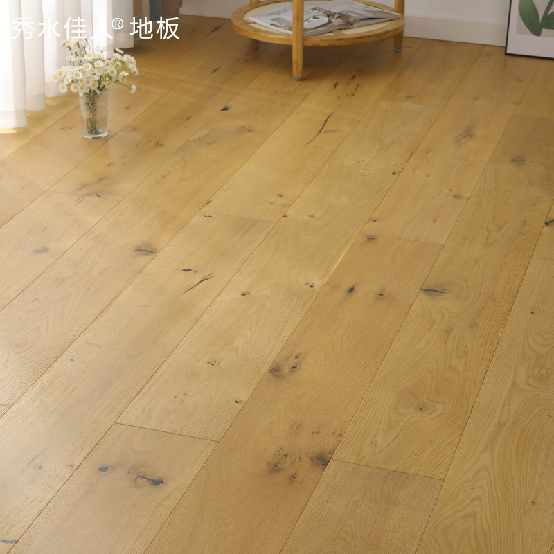 Russian All-Birch Substrate Multi-Layer Solid Wood Composite Floor 4mm Oak Black Walnut Log Color Enf Grade Floor Heating
