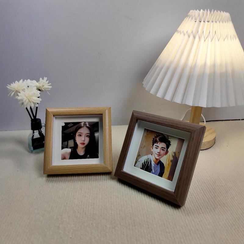 Group Purchase of Wooden Hollow Photo Frames DIY Display Stand Mini Square 4inch Glass Picture Frame Ornaments for Printing Photos