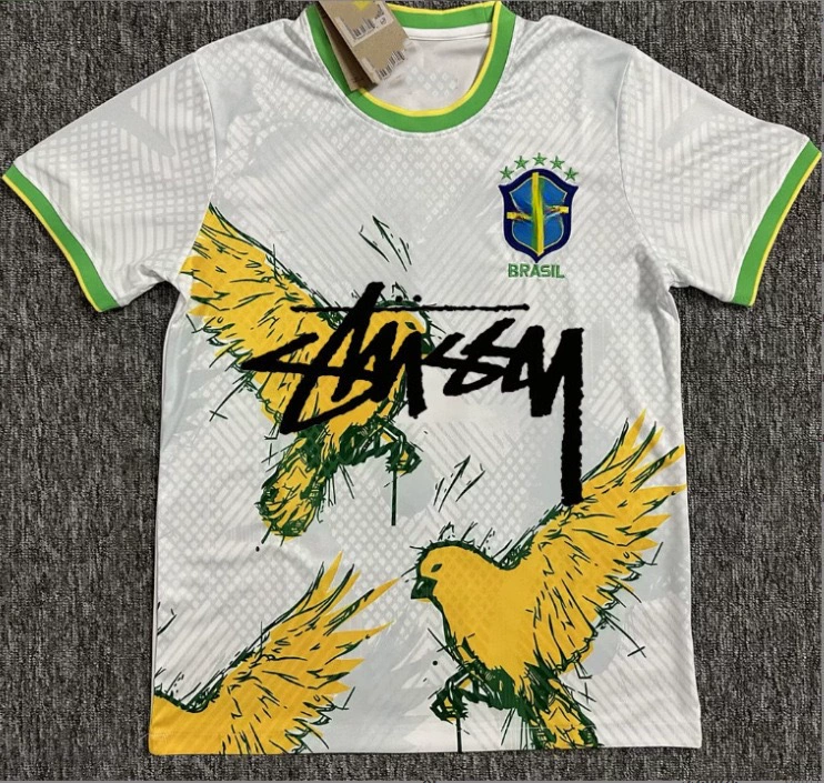 Футболка Stussy Stussy с подписью, Аргентина, Интер, Бразилия, Италия, Фламенго, короткие рукава
