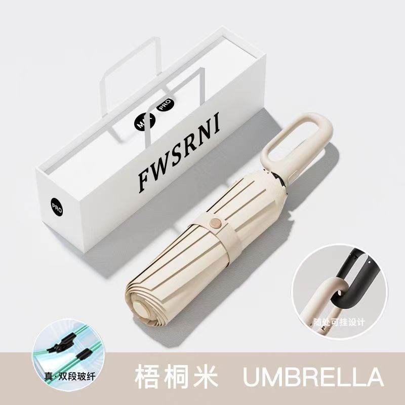 Paraguas totalmente automático para mujer, paraguas de tres pliegues, revestimiento negro, doble uso para sol y lluvia, paraguas parasol, protección UV, paraguas para el sol, paraguas publicitario