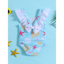 B 74261 Girls' starfish print swimsuit Ůͯ����ӡ��Ӿ��