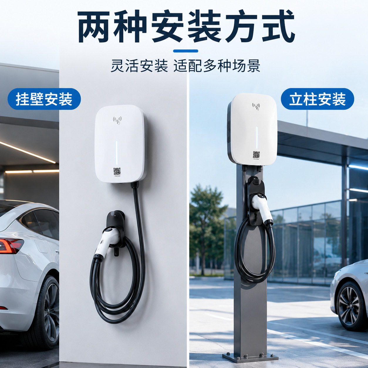 7KW commercial and residential all-in-one charging pile, supports QR code and card payment, for new energy vehicles, with Gaode 3C certification