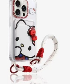 El bolso de la tarjeta rosa del oso con lazo de niña es adecuado para 16ProMax cordón iPhone13 funda para teléfono móvil Apple 14P