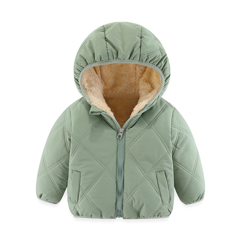 冬の子供の綿の服の卸売りとベルベットの厚い赤ちゃんの帽子の綿の服のコートの男女の中小の子供のダウンジャケット|undefined