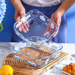 家用玻璃烤盤耐高溫菜盤微波爐專用器皿方盤子可蒸魚焗飯餃子餐盤