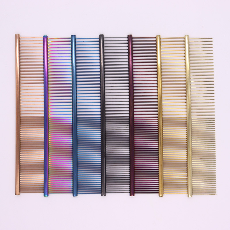 PET peine de color galvanoplastia de acero inoxidable peine perro gato peine del pelo flotante pelo suministros de belleza fabricante