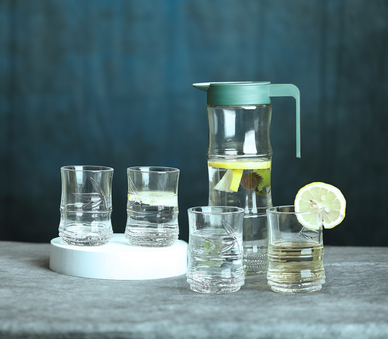 Festival de cristal de gran altura conjunto de agua de cinco piezas hogar creativo gran capacidad botella de agua fría jugo de té hervidor de agua regalo de apertura