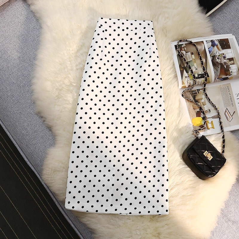 Straight Hip-Hugging Skirt, A-Line Skirt, Long Skirt, High-Waisted New Women's Fashion 2025, Mid-Length Skirt, Autumn and Winter Polka Dot Skirt
