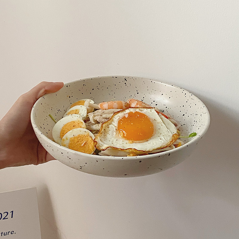 *ムーニー* ごまドットスプラッシュインクスーププレート サラダプレート 一人用 サラダ 家庭用食器 深皿 野菜ボウル 和風軽食|undefined