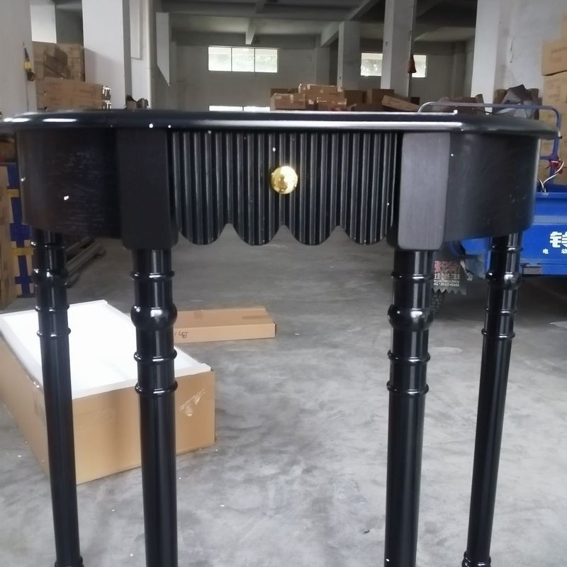 法式复古实木玄关桌小户型家用靠墙装饰桌美式半圆玄关台过道柜子|undefined