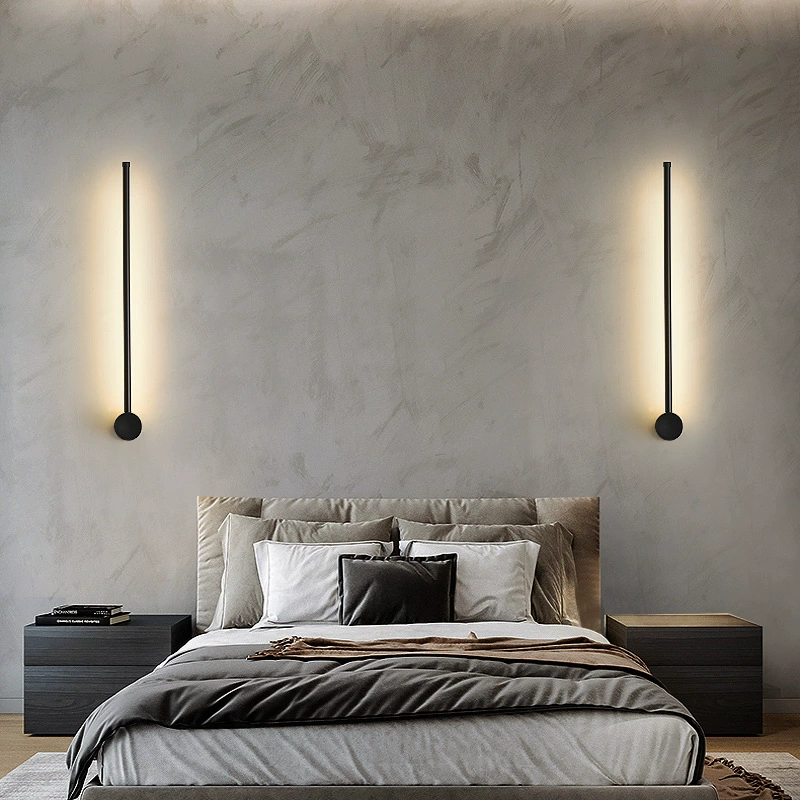 Long modern sconce for bed, wall linear light for stairs for corridor, lantern, light luxury style