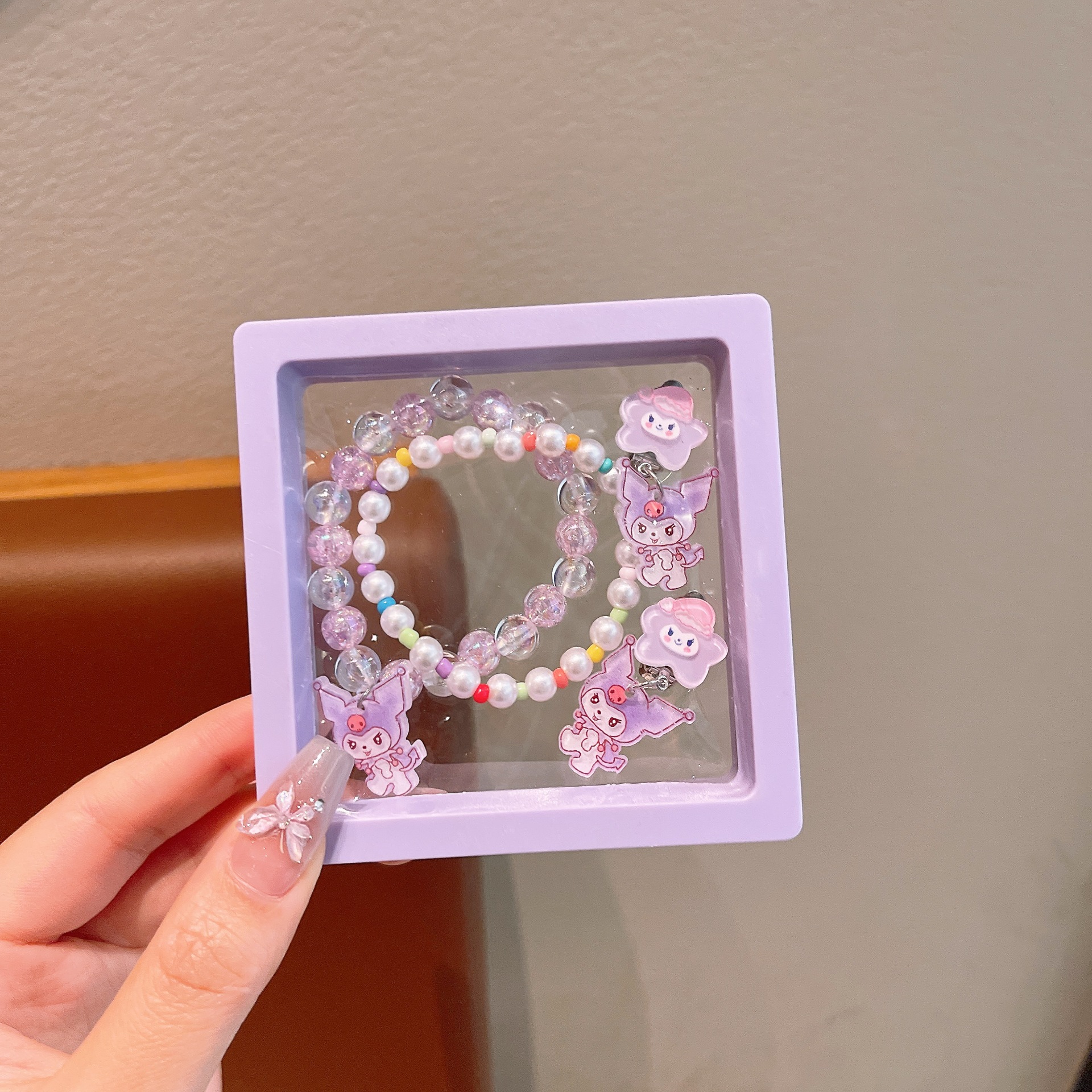 Niños dibujos animados hermosa pulsera niña cristal cuentas pulsera bebé conejo arroz conjunto de joyas pulsera mujer