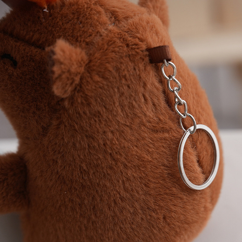 Bubble-Blowing, Shaking, Screaming Capybara Plush Keychain for Women, Cute Capybara Catcher Doll, School Bag Pendant