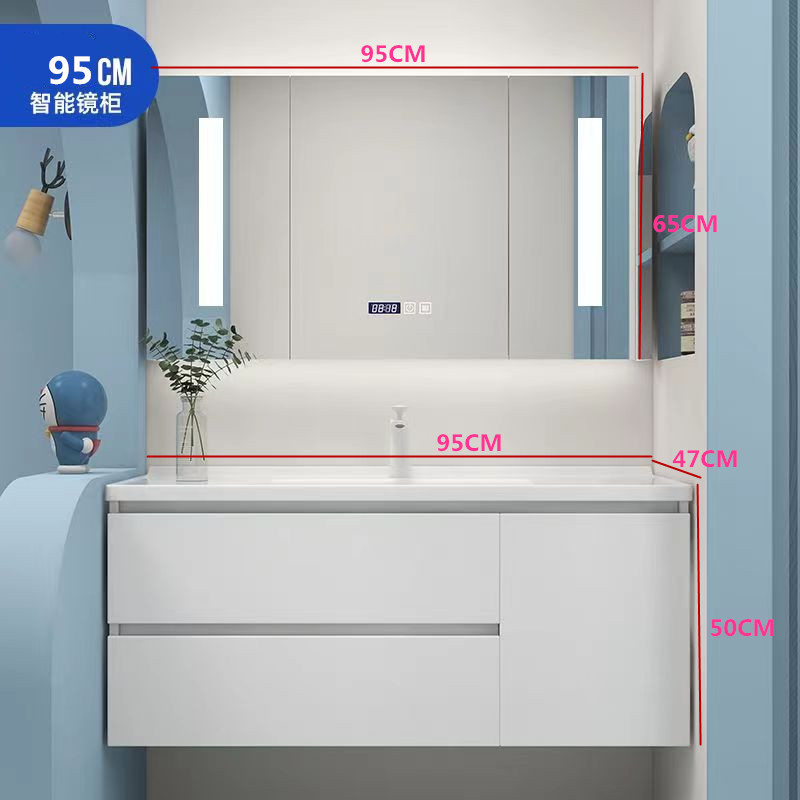 W765/75cm/85/95/ 105cm / 115cm 無垢材バスルームキャビネット洗面台洗面台セット|undefined