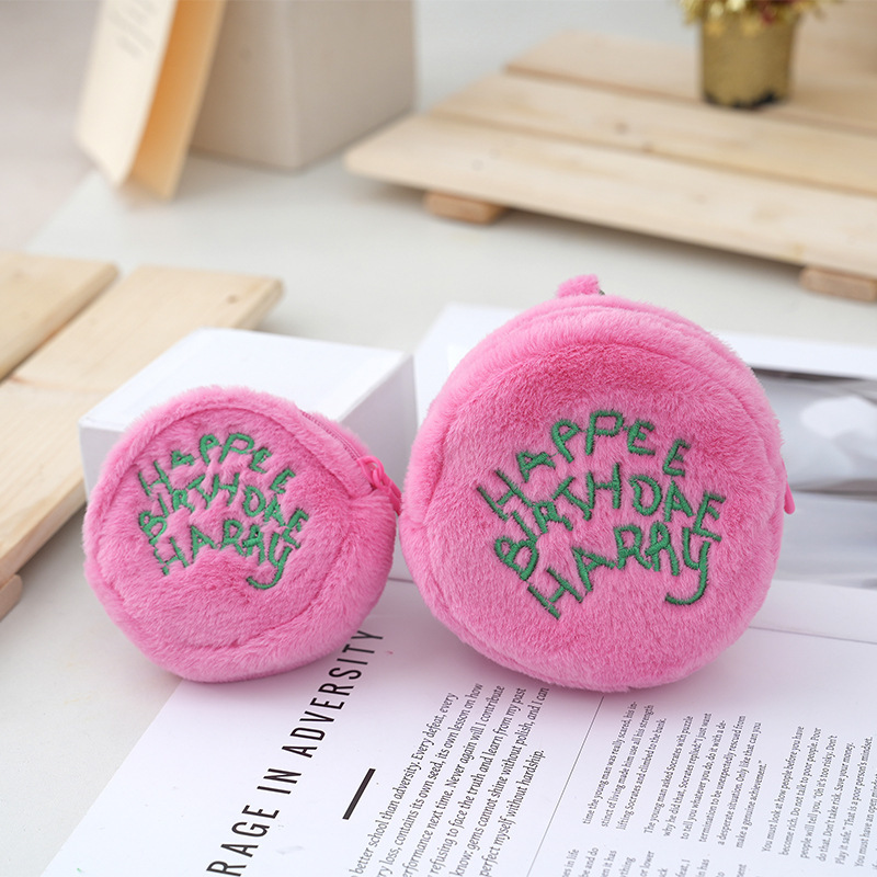 Korean Style Simple Mini Plush Harry Potter Cake Bag Sweet and Cute Earphone Bag Coin Purse Embroidered Earphone Bag