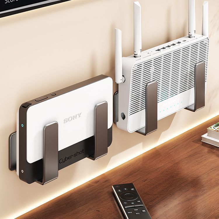 路由器墙上置物架壁挂免打孔挂钩wifi插电板机顶盒光猫支架收纳盒|undefined