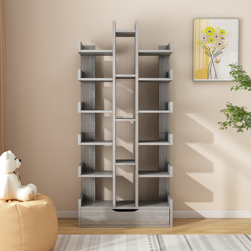 Bookshelf floor-standing storage rack simple household small bookcase living room storage locker study wall narrow slot cabinet