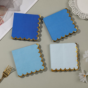 Napkin Disposable Solid Color Lace Hot Stamping Square Napkin Holiday Party Party Birthday Square Paper Napkin Wholesale