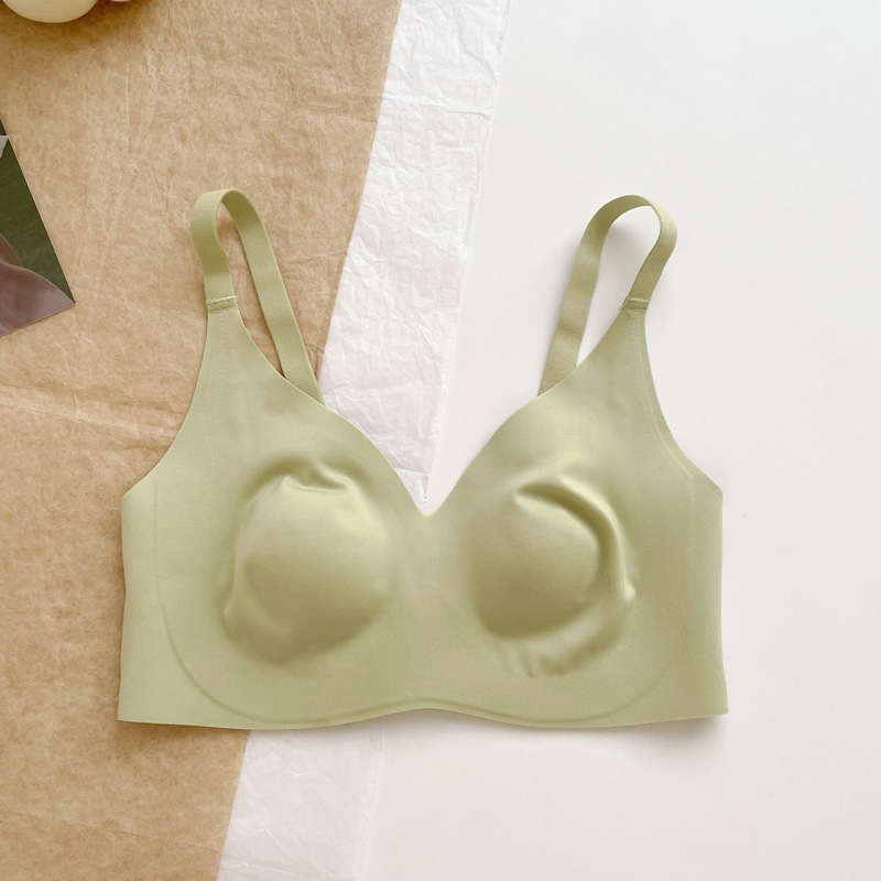 Ropa interior de anillo de acero de sensación desnuda de primavera y verano Sujetador de pecho de soporte suave delgado para mujeres