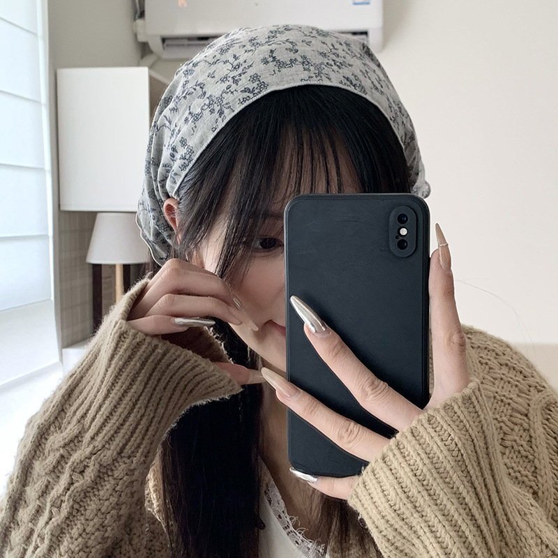 Bufanda triangular, babero, modelos de primavera y verano para mujer, pañuelo japonés de algodón y lino, diadema floral pastoral para mujer de verano, diadema de todo fósforo, accesorios para el cabello, sombreros