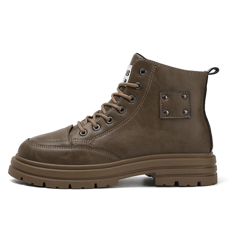 Martin boots otoño para hombre nuevo estilo alto retro estilo británico montañismo botas de herramientas botas cortas de moda para hombre suela gruesa todo fósforo