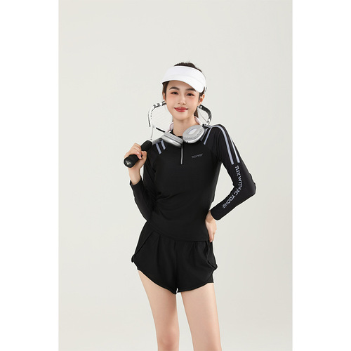 Ladies Separate Set Long Sleeve Two-Piece Sporty Casual Sun Protective Teenage Student Conservative Slimming Swimsuit
