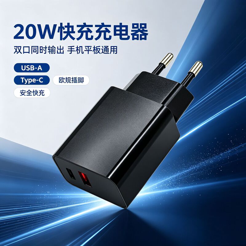 20Wpd Fast Charging Adapter with European Ce Certification, A+C Dual Port, Heat-Resistant and Flame-Retardant, Cross-Border Eu Adapter 20Wpd Fast Charging Adapter with European Ce Certification, A+C Dual Port, Heat-Resistant and Flame-Retardant, Cross-Border Eu Adapter