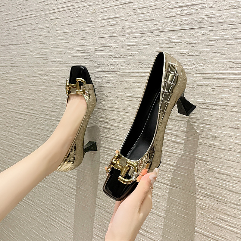 8375-2 Korean Style One-piece Drop-shipping Chunky Heel Square Toe High-heeled 2026 Winter New Shallow Fashion Women's_vogvips.com