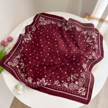 春秋复古高级色块拼接领巾70方巾脖巾棉麻手感人字纹装饰围巾女