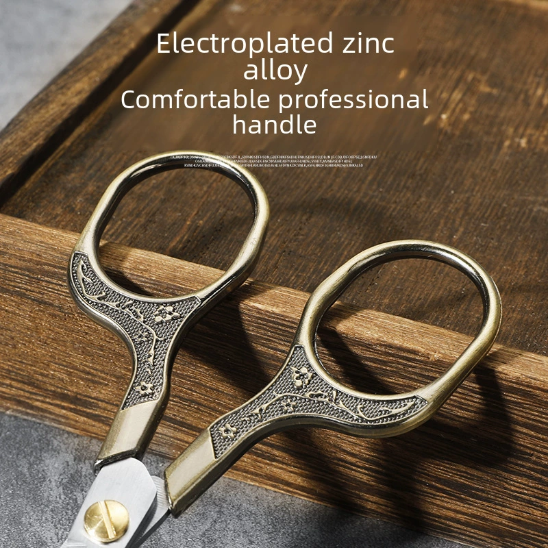 Retro scissors stainless steel, origami, handmade, with embroidery