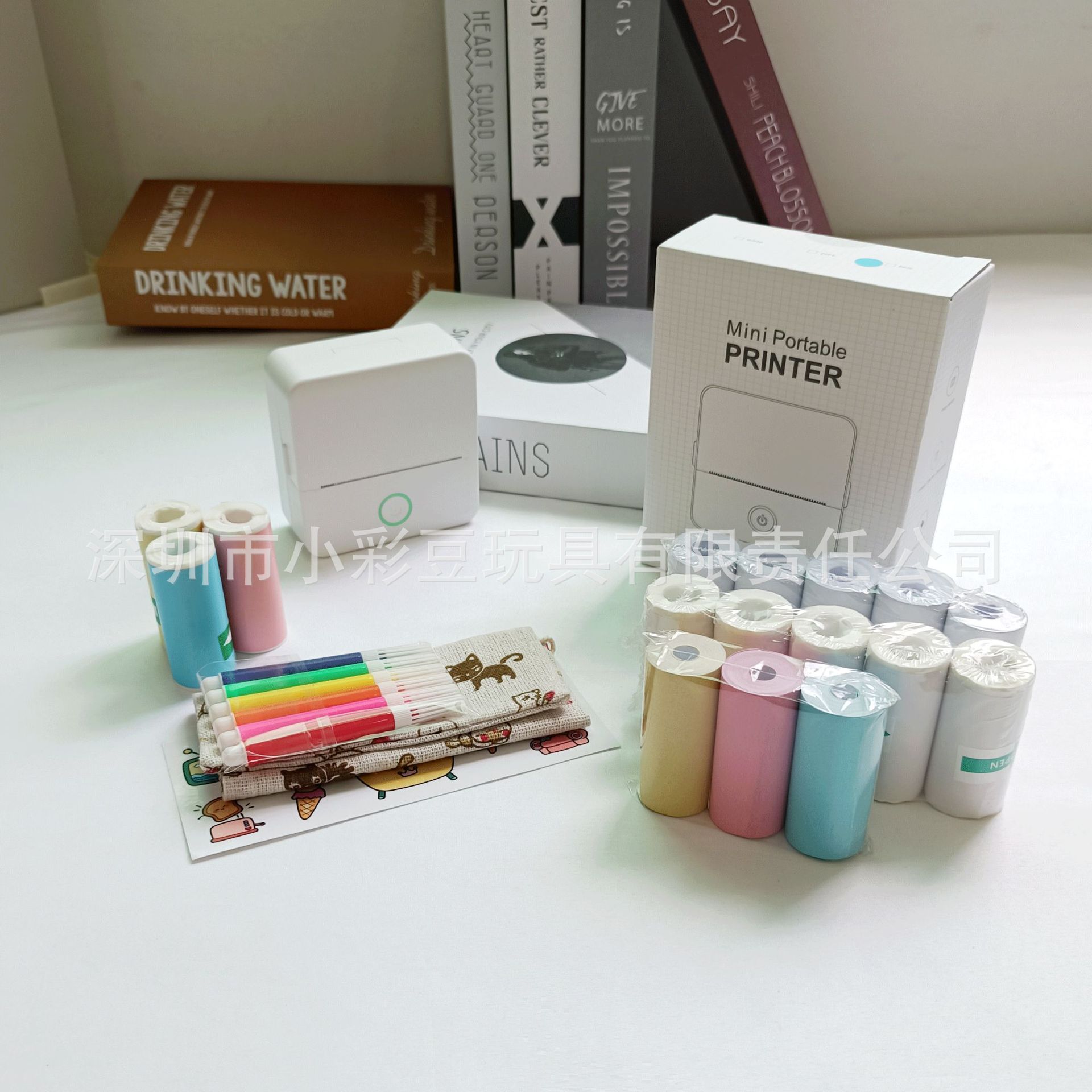 X6 White +5 thermal paper +5 self-adhesive +3 color paper +3 color self-adhesive +6 color pen sticker bag