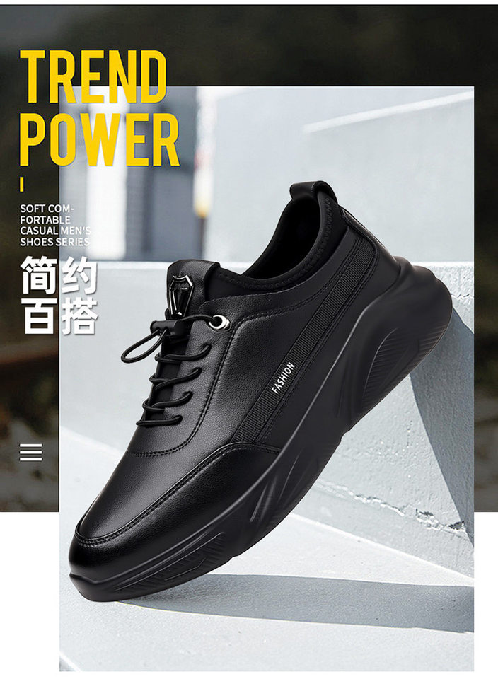 Giày nam sneaker da thật cổ thấp đế bệt thoáng khí chống trượt dễ phối đồ — Màu đen 19682, Bông đen 19682-2 chi tiết 2