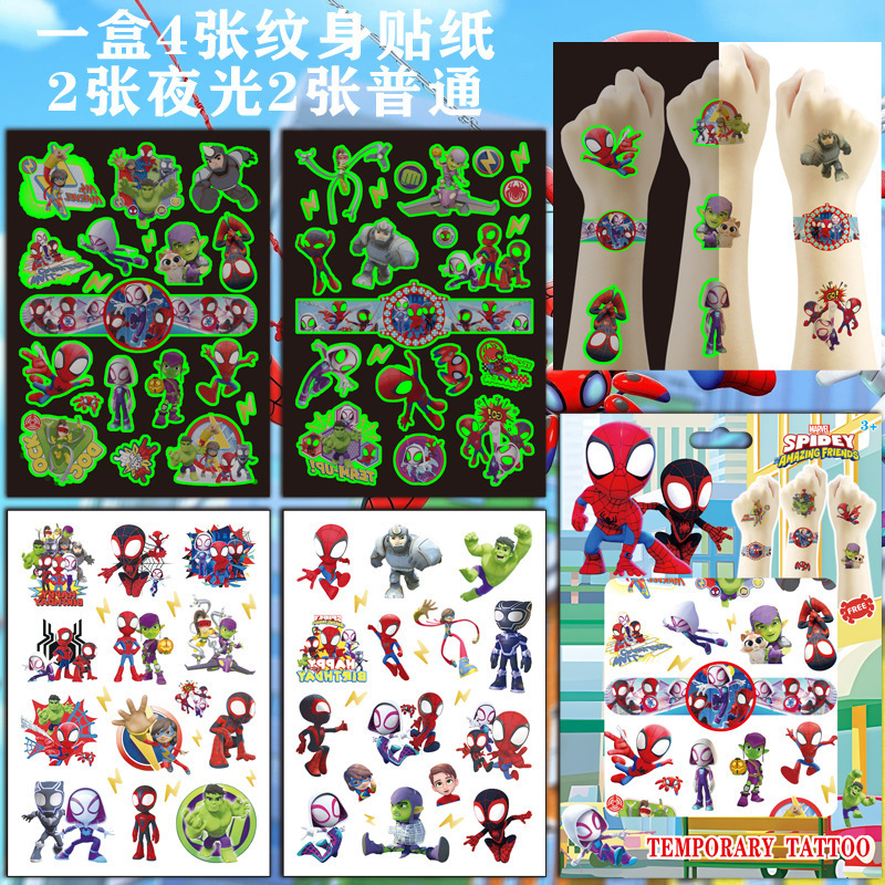 Gift Box Spider-Man and His Amazing Friends Tattoo Stickers 4 Cartoon Tattoo Stickers Water Transfer Stickers Gift Box Spider-Man and His Amazing Friends Tattoo Stickers 4 Cartoon Tattoo Stickers Water Transfer Stickers