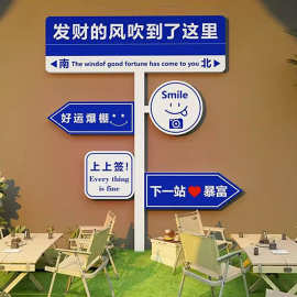网红甜品店铺布置创意拍照区打卡背景墙面路牌装饰奶茶店壁纸贴画
