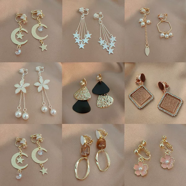 No ear hole ear clip South Korea temperament simple earrings fresh all-match personality trendy earrings long earrings wholesale