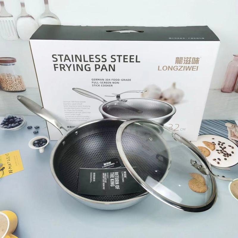 ステンレス製中華鍋 家庭用炒め鍋 平底 厚底 無塗装 油煙が少ない ノンスティック鍋 ガスコンロ 電磁調理器対応|undefined