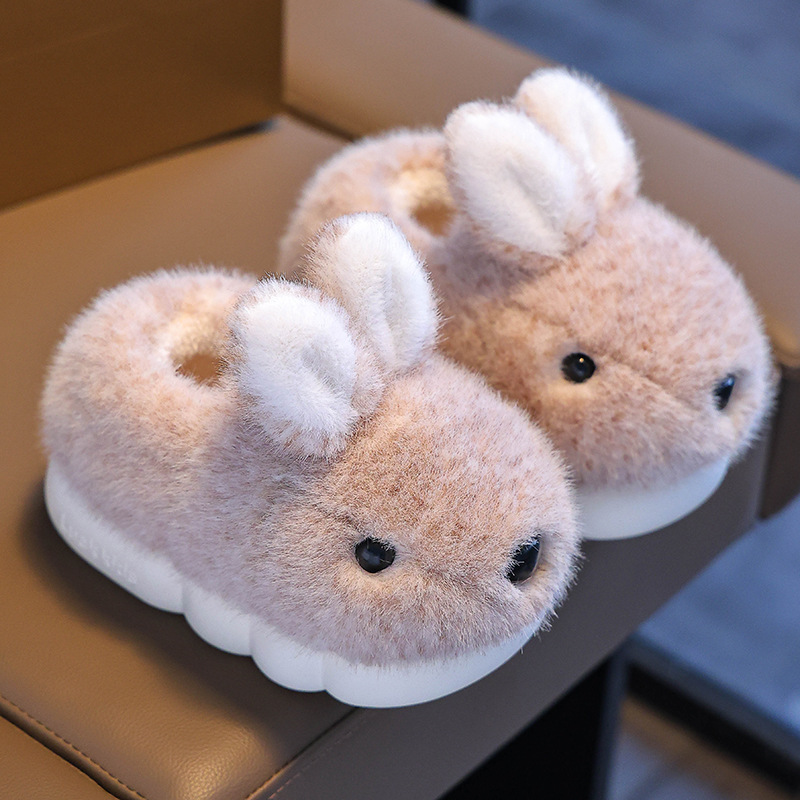 Zapatos de algodón para niños niñas invierno niñas zapatillas cálidas padres-hijos conejo princesa interior antideslizante zapatillas de algodón para el hogar