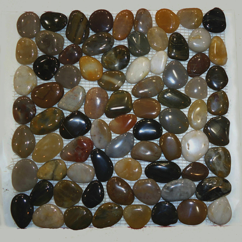 Pebble Floor Tiles, Rain Flower Stones, Colorful Cultural Stone Mosaic Mesh Stickers, Mesh Stone Kitchen Bathroom Balcony Tile Wall