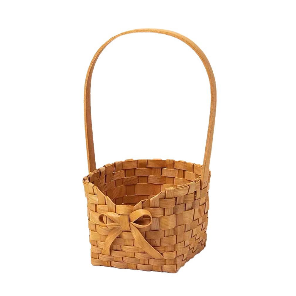 38 bowknot cesta de flores de madera cesta de flores decoración del hogar cesta de flores redonda pequeña cesta de flores sala de estar
