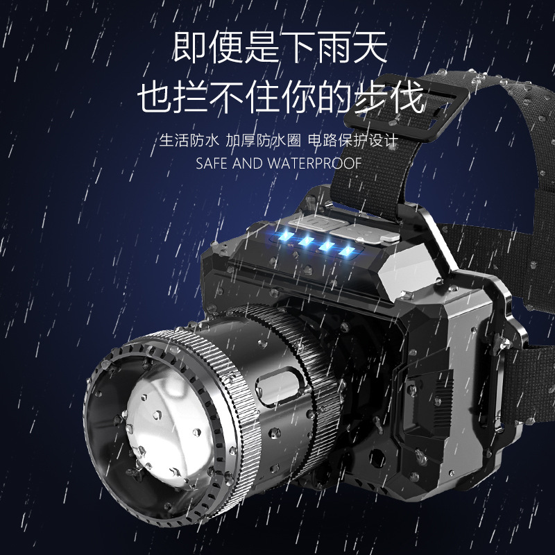 Nuevo faro transfronterizo multifuncional al aire libre luz de pesca nocturna larga duración montar luz de cabeza recargable luz de trabajo de largo alcance
