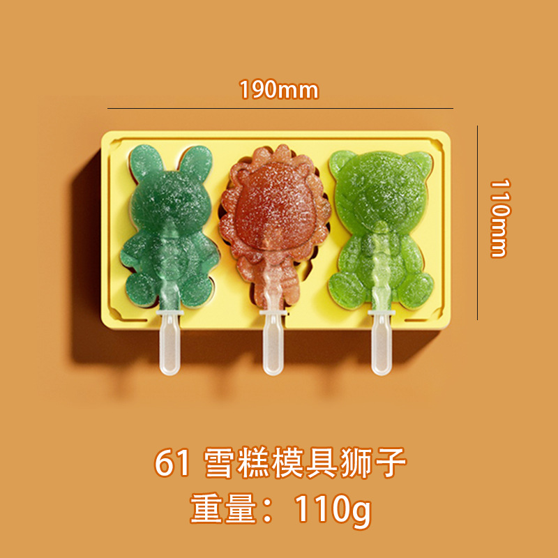 Grado Alimenticio de dibujos animados de silicona helado molde con tapa ranura para tarjeta DIY hecho a mano helado molde