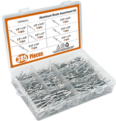 385pcs Aluminum alloy open type flat round head blind rivets M3.2M4 boxed set
