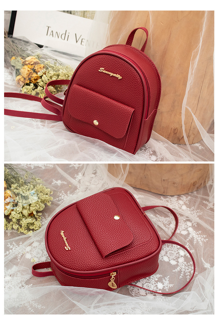 Factory Wholesale Daily Backpack Mini Korean Style Lychee Pattern Small Bag  New Simple Women's Small Backpack display picture 12