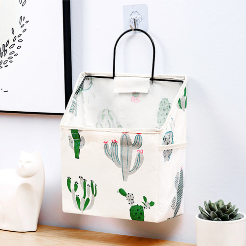 Household bedside storage bag wall-mounted dormitory small cloth bag multi-functional student desk hanging basket fabric storage bag