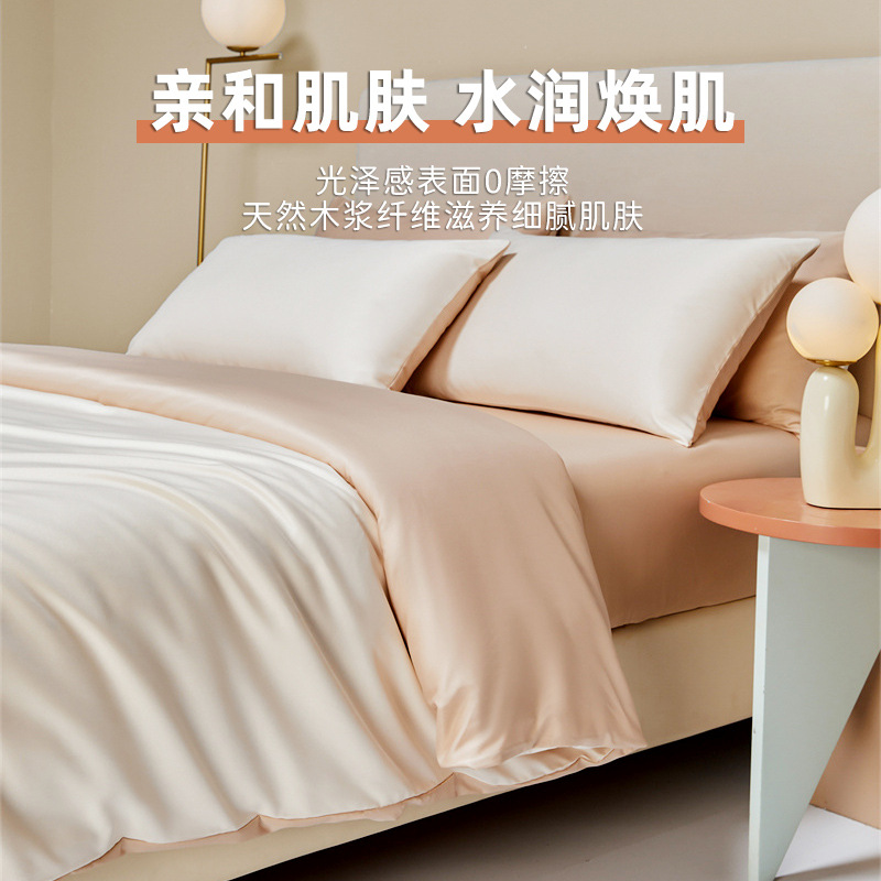 Summer Ice Silk Juego de cuatro piezas Seda sedosa cubierta de edredón desnudo Ropa de cama de lujo ligero Ropa de cama de tres piezas Ropa de cama de alta gama