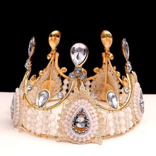 One piece drop shipping cake baking decoration bridal lace crown birthday accessories vintage queen big round tiara