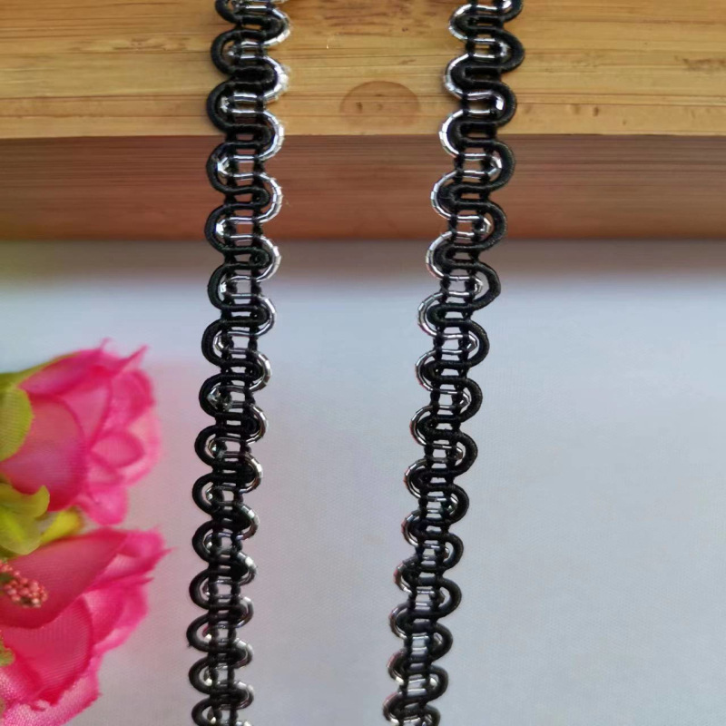 0,5 cm colorido encaje de Color Étnico onda encaje en forma de EE. UU. Onda encaje dorado suministro directo de fábrica