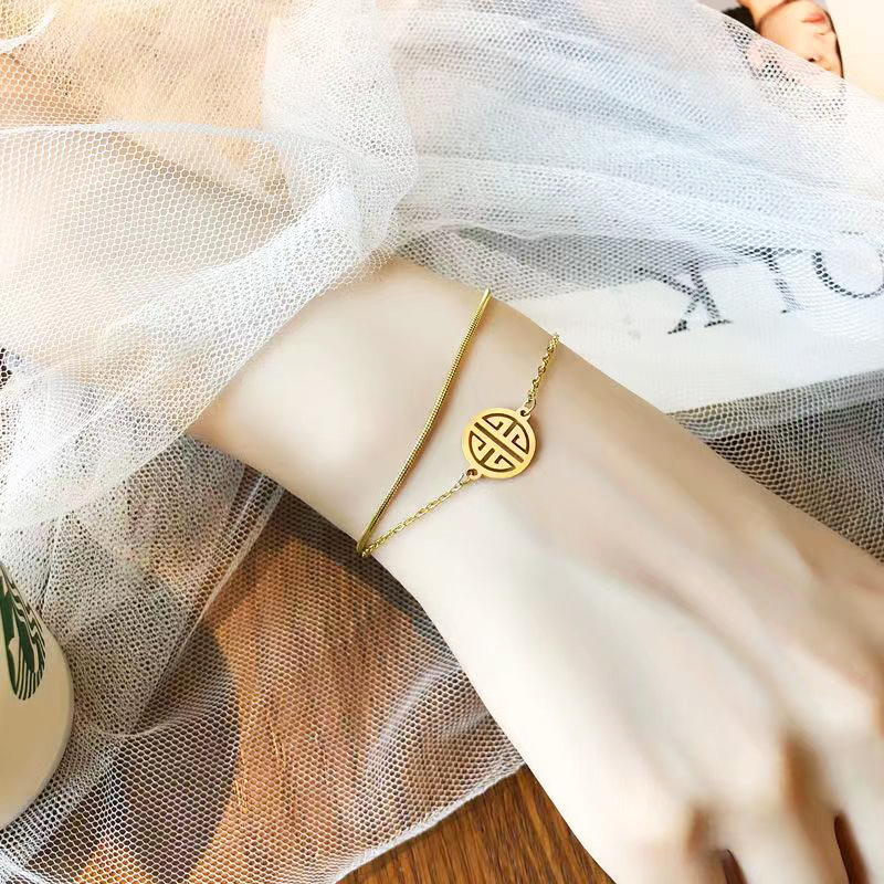 A [5154] 더블 행운의 팔찌 골드