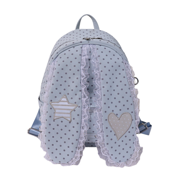 Nuevo lindo lindo punto de onda de encaje orejas de conejo mochila para mujeres 2026 viaje de gran capacidad mochila escolar diaria